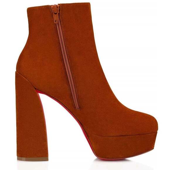Christian Louboutin Movida Booty 130 Brown Foxy Platform Block Heel Boot 38 - Picture 7 of 12